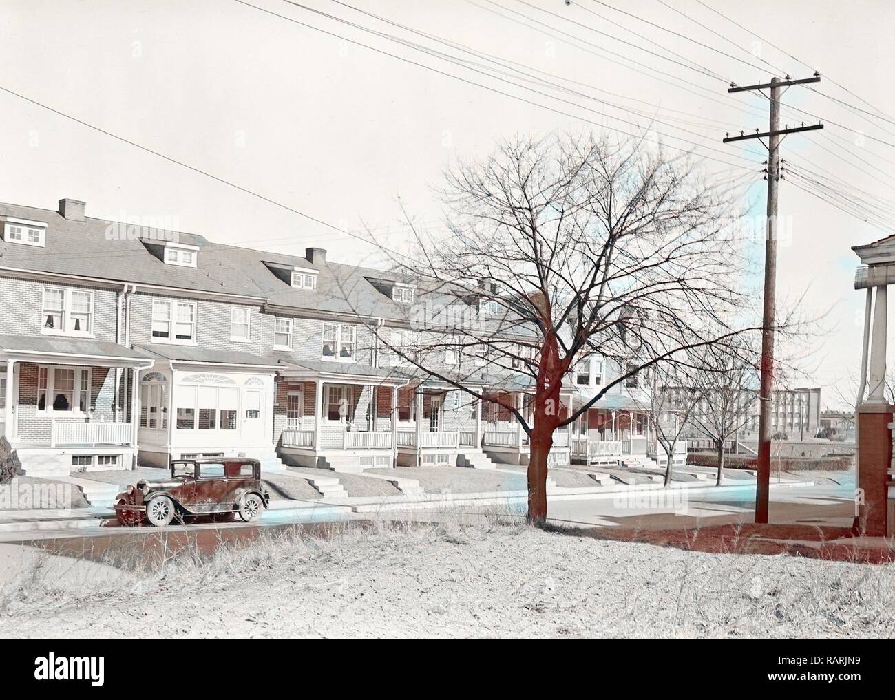 Lancaster, Pennsylvania Housing. Stehli silk workers' houses (mill in distance) rental 20.00
