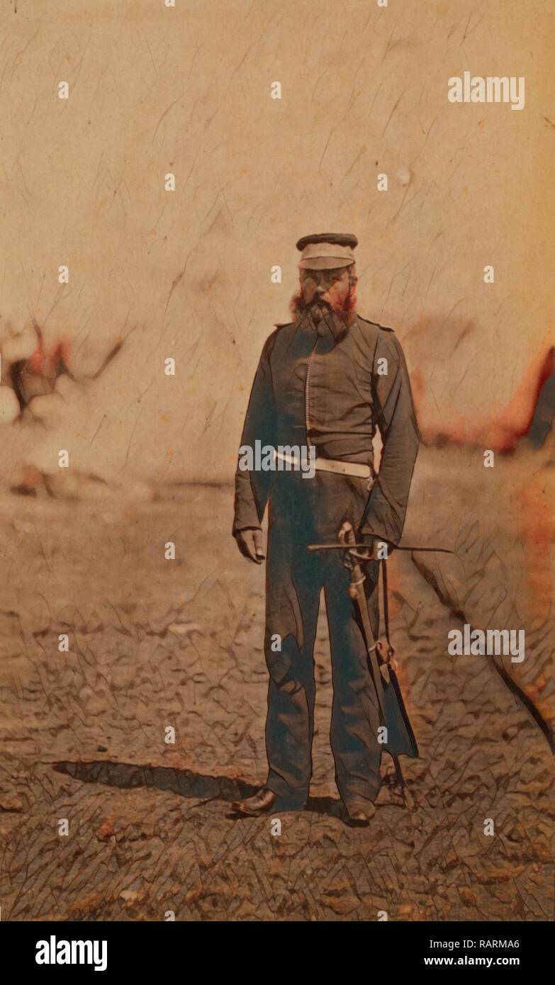 Major Pipon, Royal Artillery, Crimean War, 1853-1856, Roger Fenton historic war campaign photo. Reimagined Stock Photo