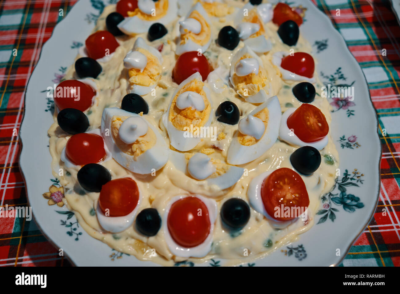 Closeup view of russian sald typical italian food Stock Photo