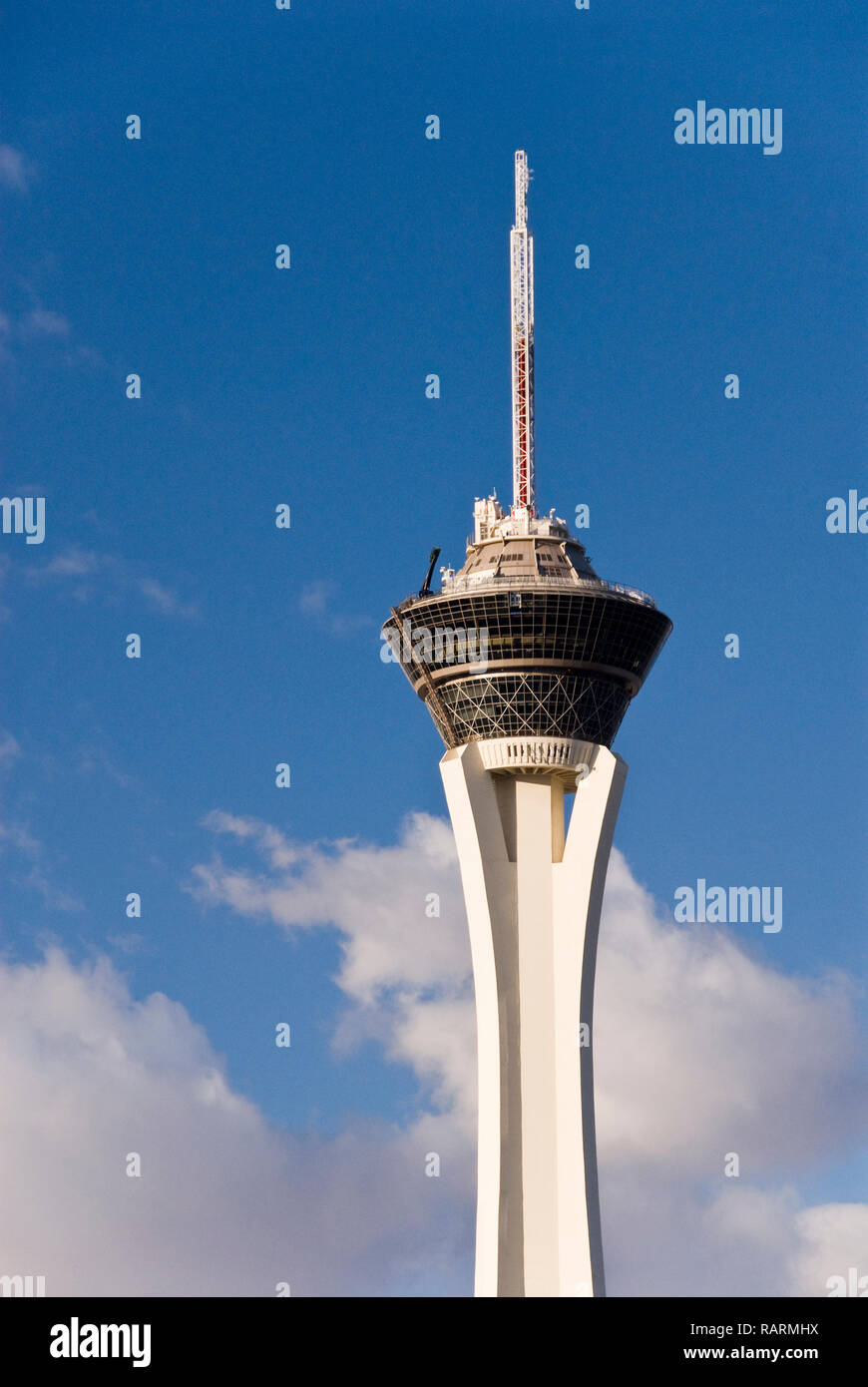 The 1,149 ft. Stratosphere Tower, tallest freestanding observation tower in  the USA, at the Stratosphere Las Vegas hotel and casino, Las Vegas, Nevada  Stock Photo - Alamy