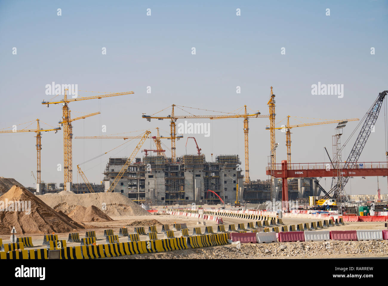 Construction of Lusail Stadium the venue for the FIFA World Cup Final 2022 in Lusail City new town under construction in Qatar, Middle East Stock Photo