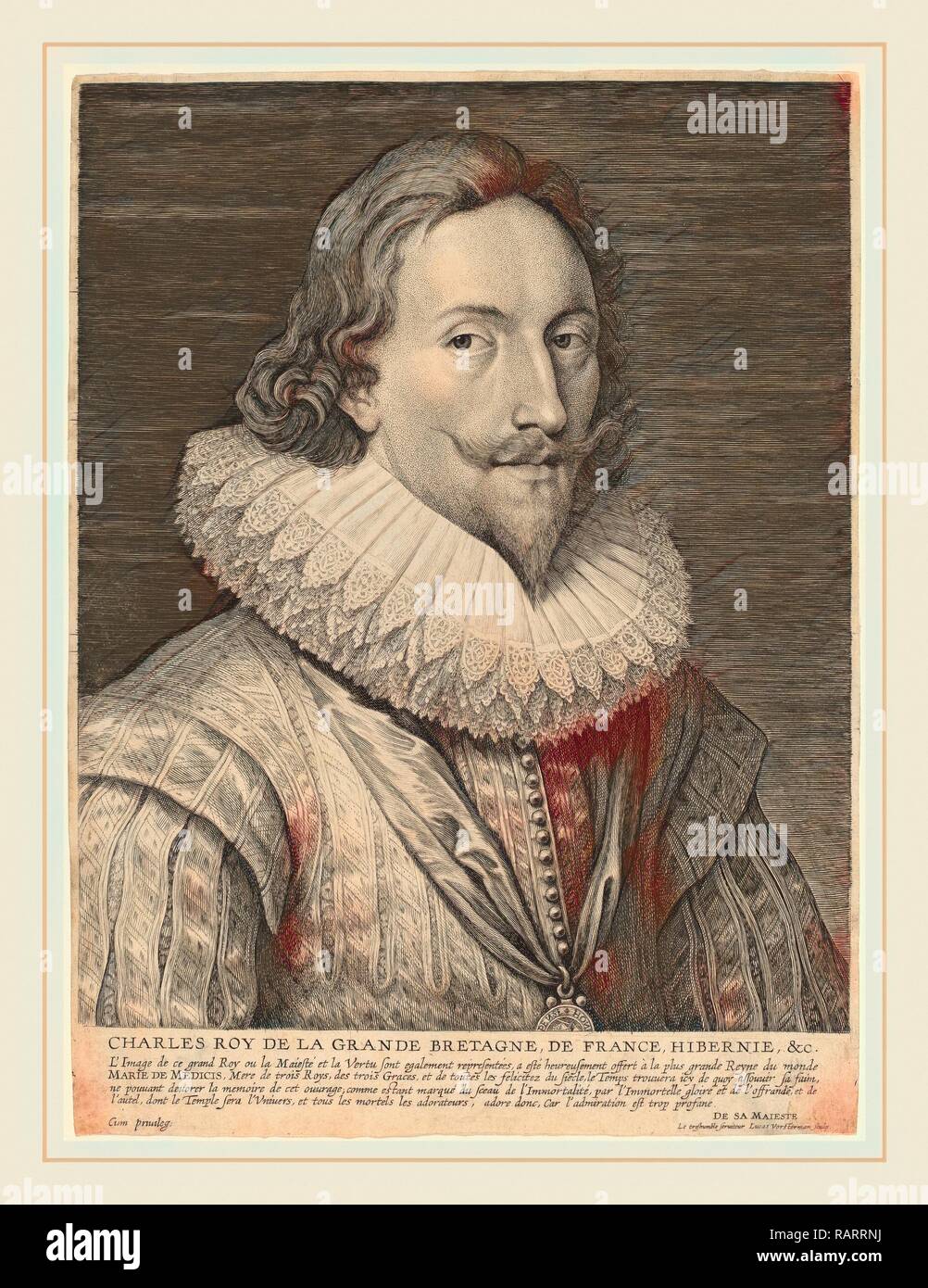 Lucas Emil Vorsterman after Sir Anthony van Dyck (Flemish, 1595-1675), Charles I, King of England, engraving reimagined Stock Photo