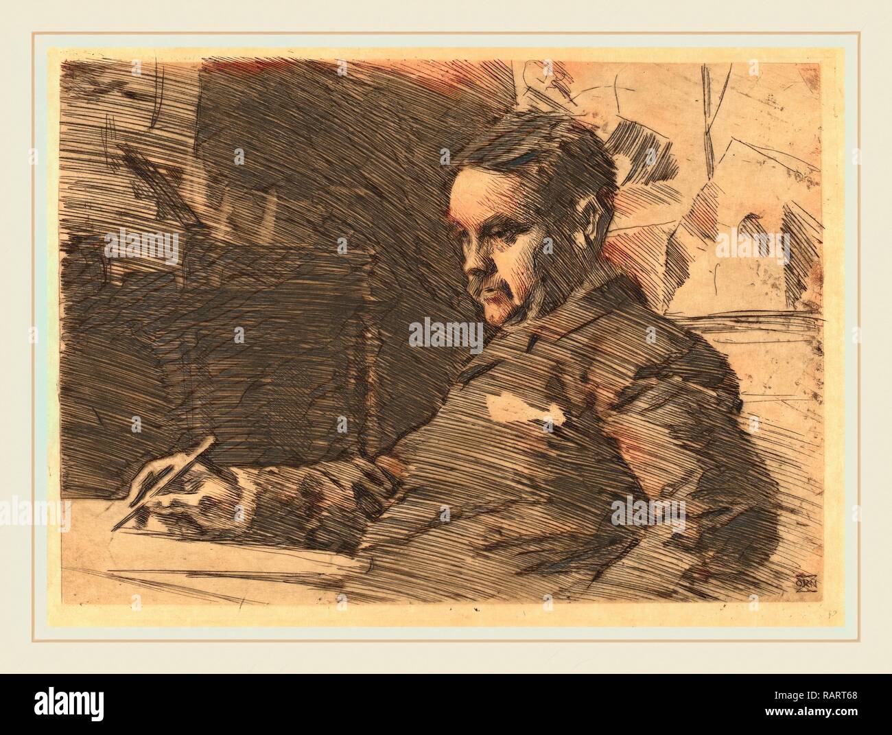 Anders Zorn, Lawyer Wade, Swedish, 18601920, 1890, etching. Reimagined