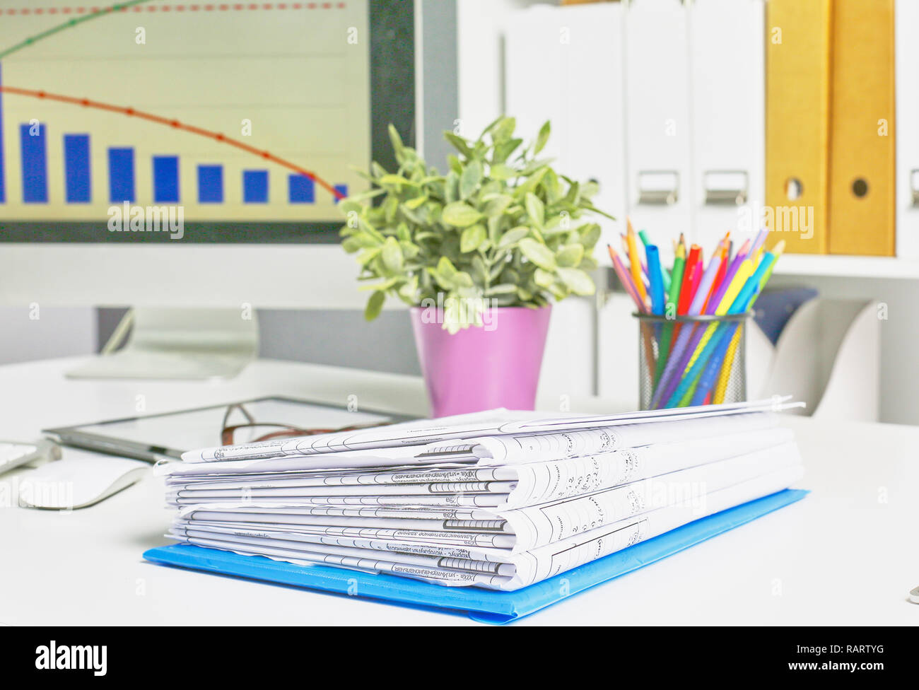 Workspace presentation mockup, Desktop computer and office supplies on