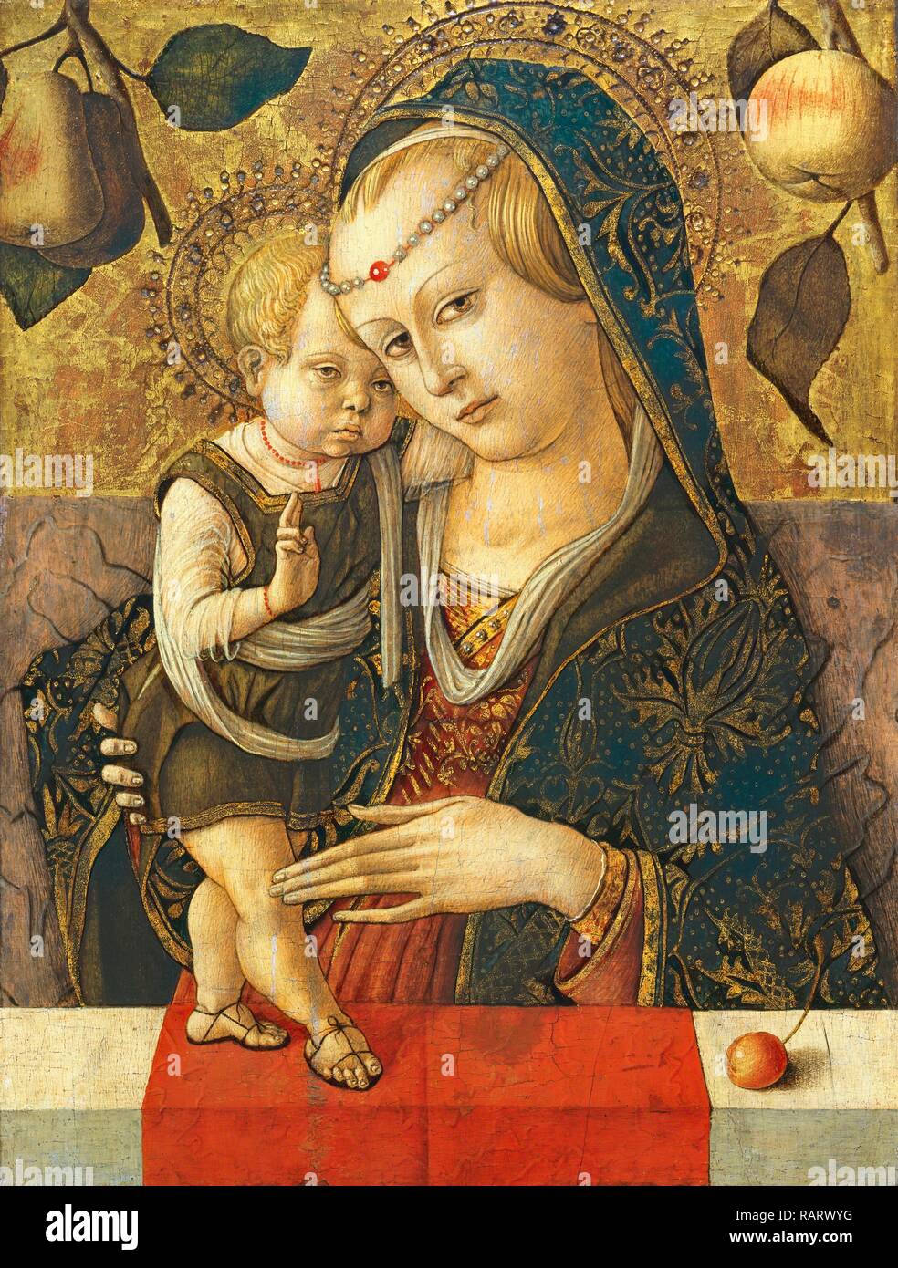 Carlo Crivelli, Madonna and Child, Italian, c. 1430-1435-1495, c. 1490, tempera on panel. Reimagined Stock Photo