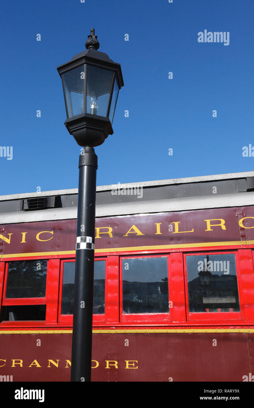 Railroad car at Conway Scenic Railroad in North Conway, New Hampshire