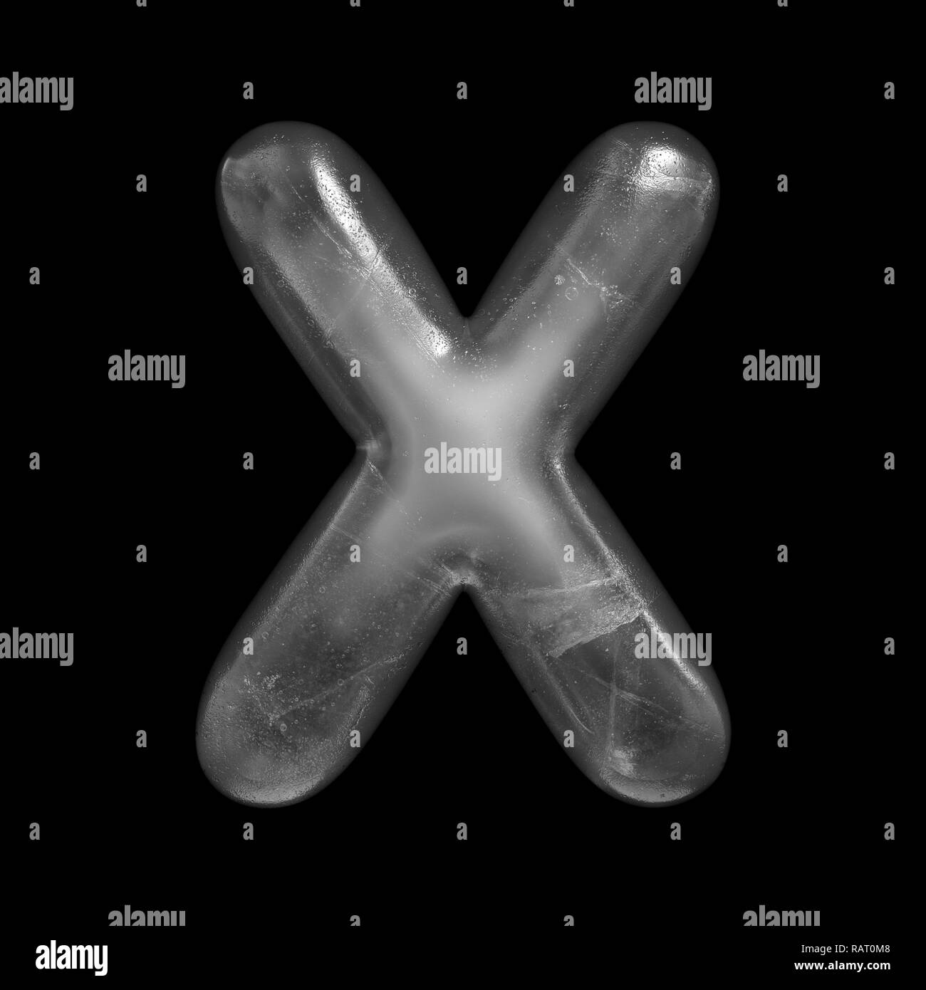 Ice letter X - Capital 3d Winter font isolated on black background. This alphabet is perfect for creative illustrations related but not limited to Nat Stock Photo