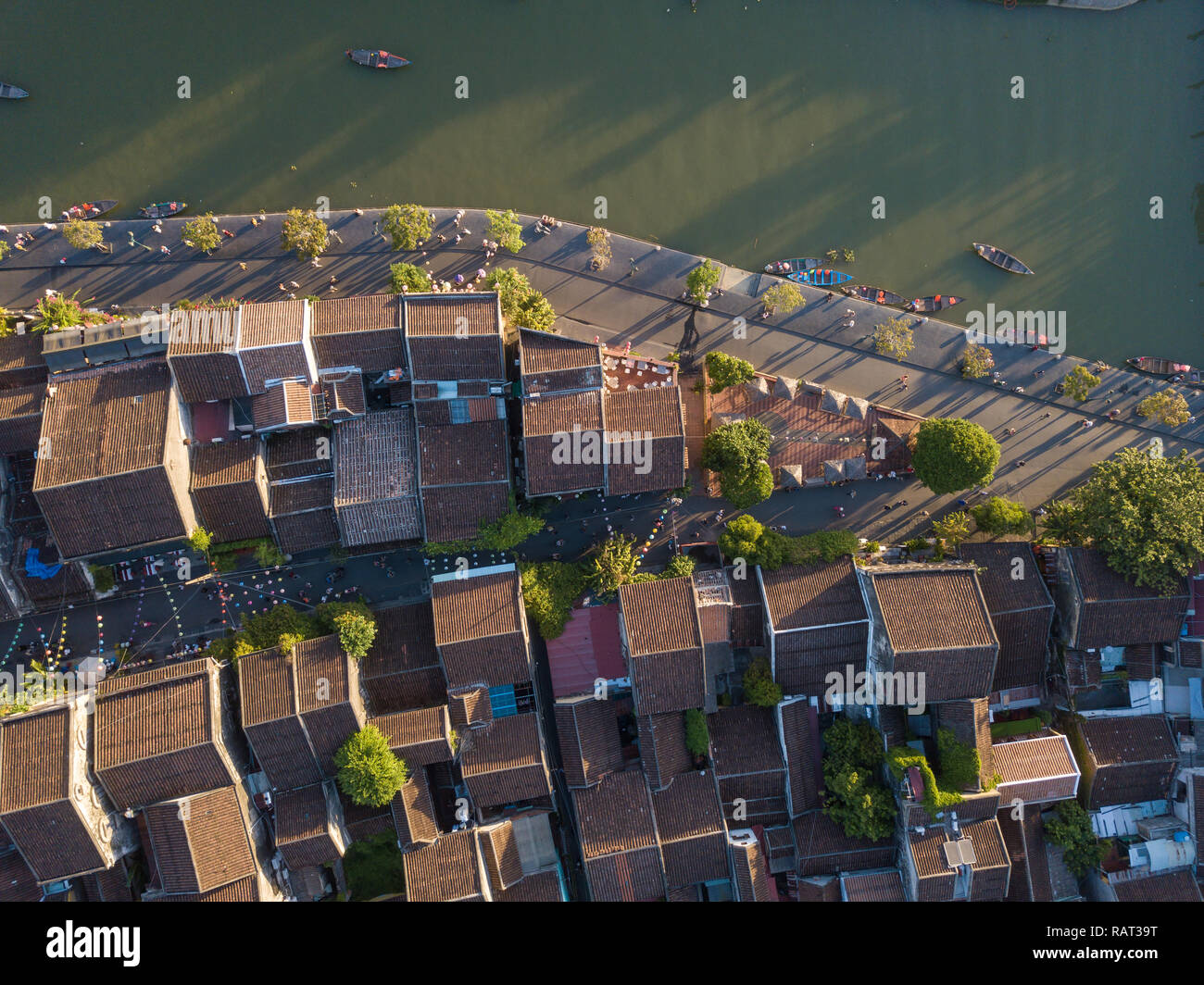 Aerial view of Hoi An old town or Hoian ancient town. Hoi An is UNESCO world heritage, one of the most popular destinations in Vietnam Stock Photo