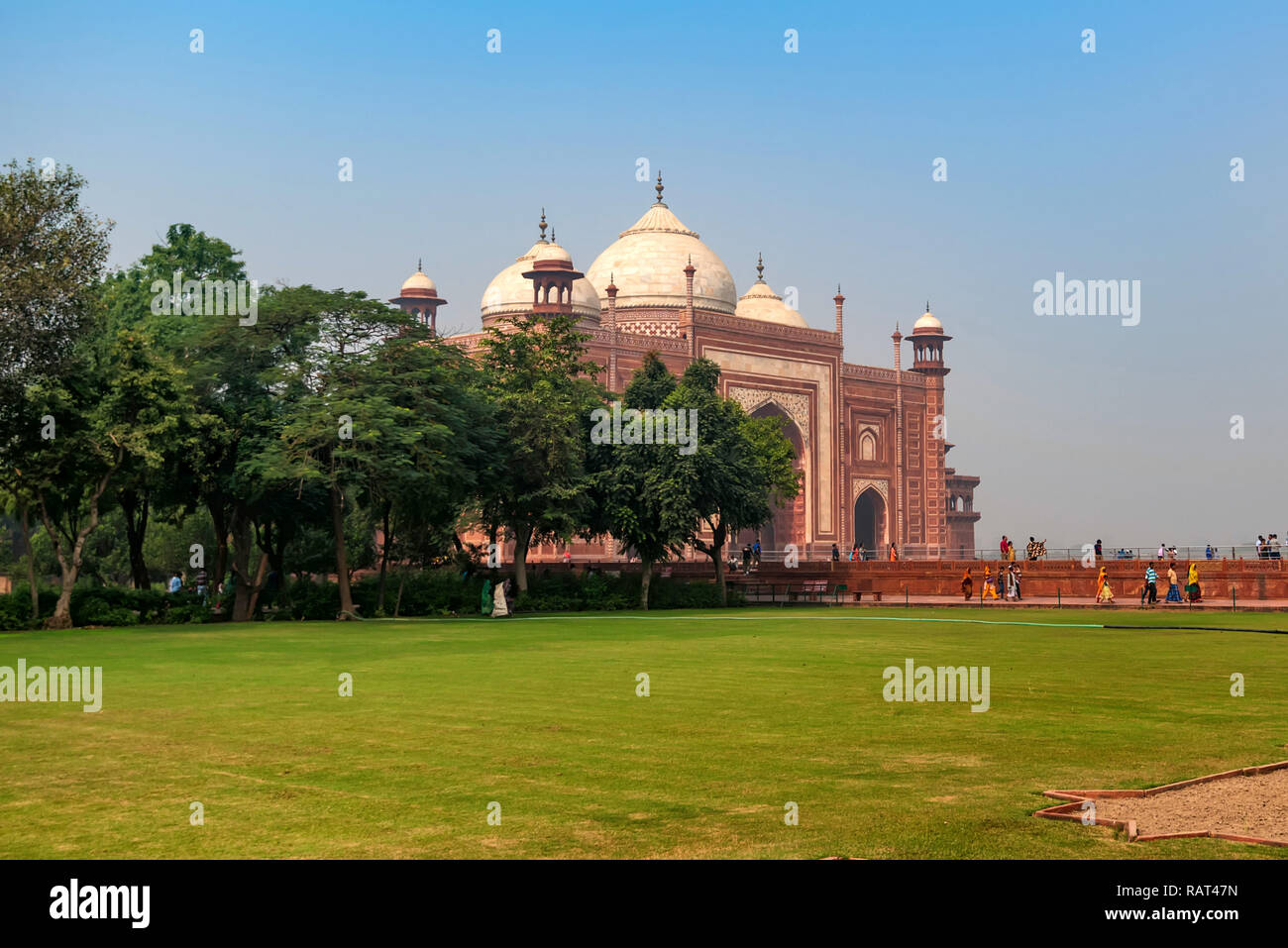 AGRA, INDIA - NOVEMBER 8, 2017: View of mosque in Taj-Mahal Stock Photo