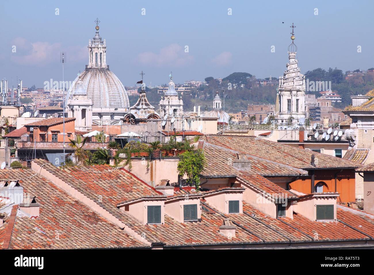 Rome, Italy. Skyline with famous church towers. Stock Photo