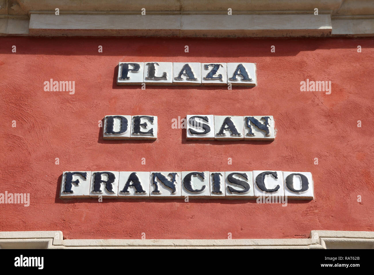 Sevilla, Spain - San Francisco square name sign Stock Photo