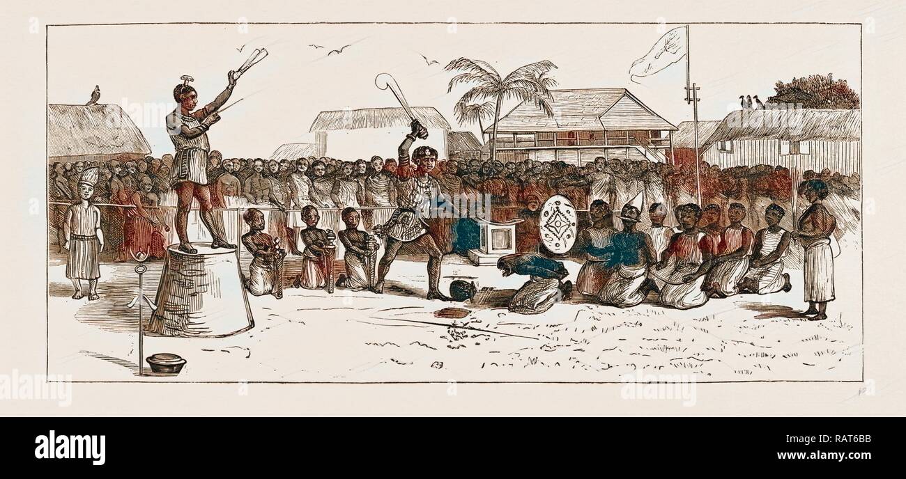A PUBLIC EXECUTION AT COOMASSIE, THE ASHANTEE WAR 1873. Anglo-Ashanti Wars between the Ashanti Empire, now Ghana, and reimagined Stock Photo