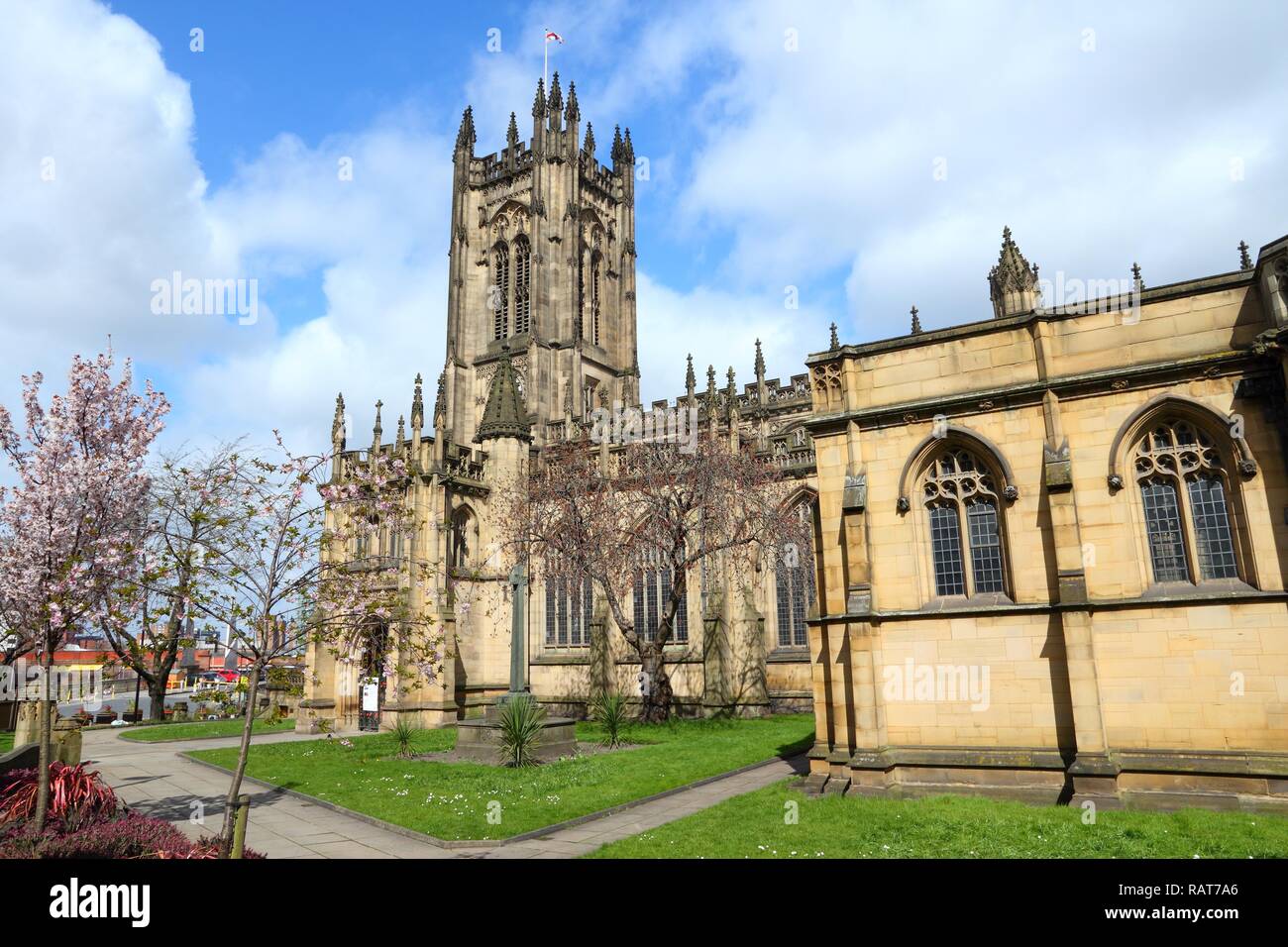 Manchester - city in North West England (UK). Anglican Cathedral. Stock Photo