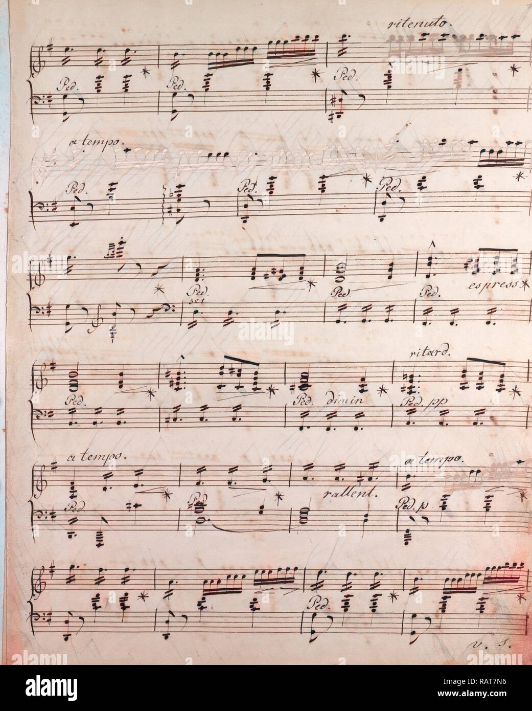Handwritten sheet music, music notes, 19th century. Reimagined by Gibon ...