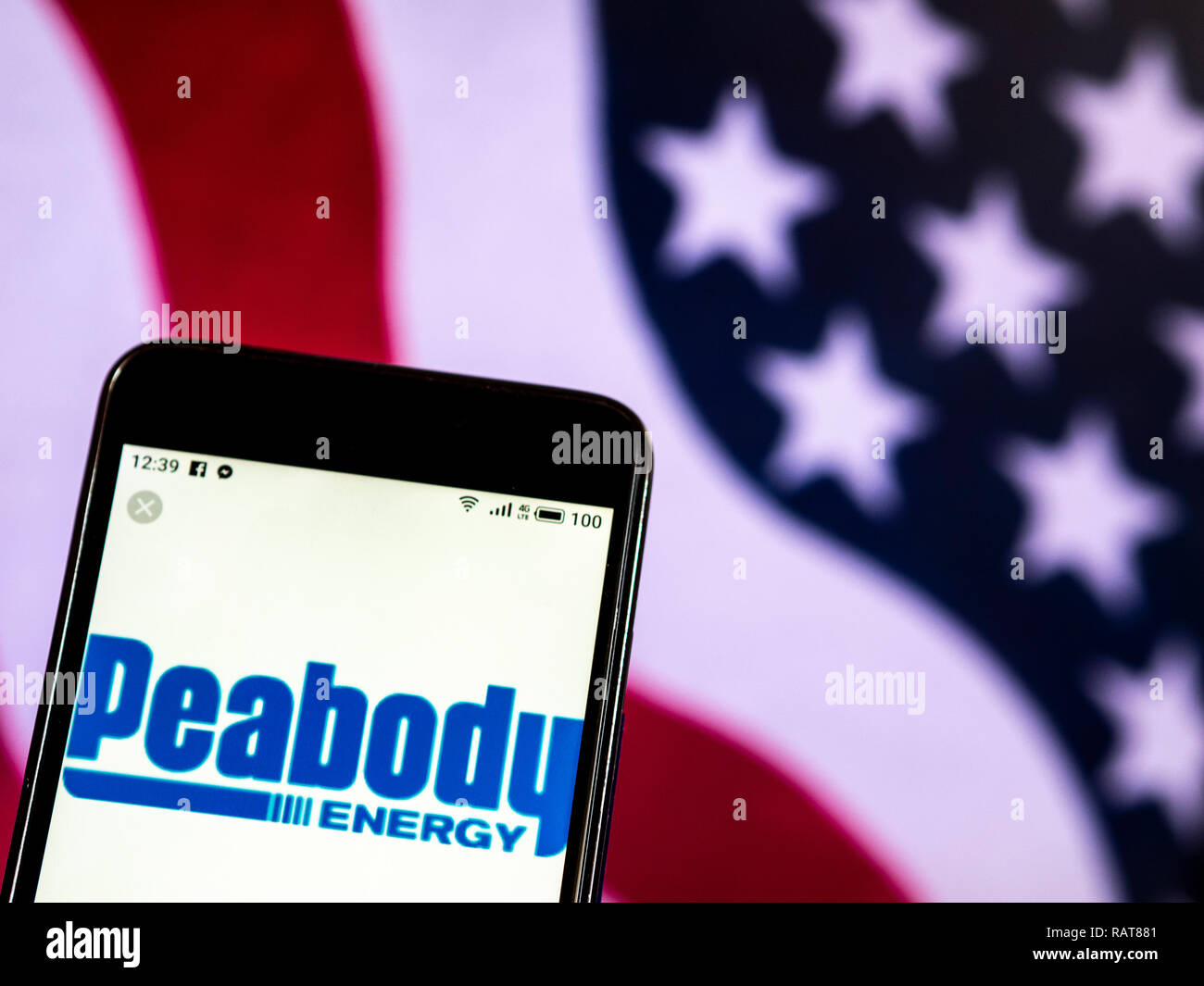 Peabody Energy Coal mining company logo seen displayed on smart phone