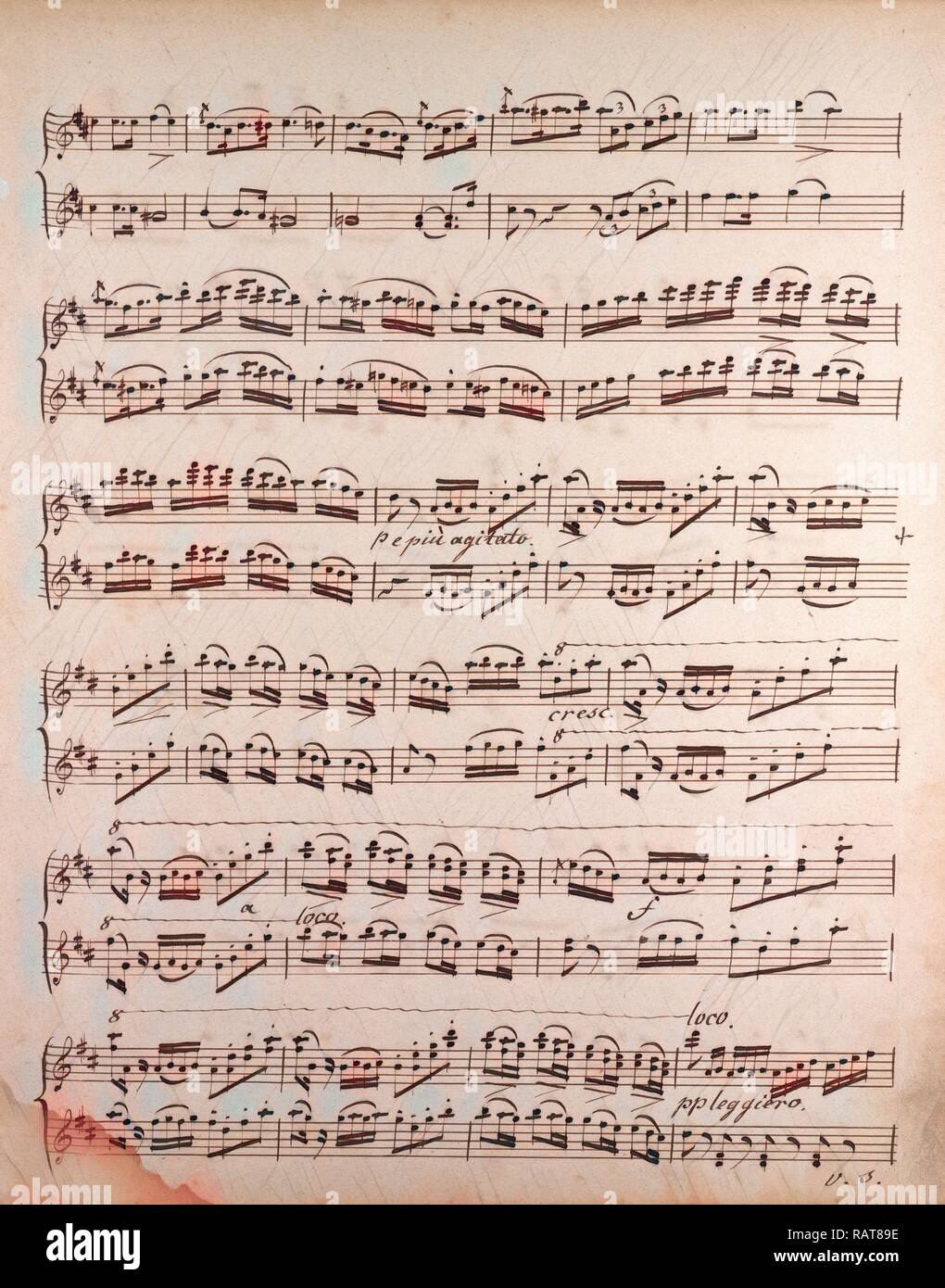 Handwritten sheet music, music notes, 19th century. Reimagined by Gibon ...