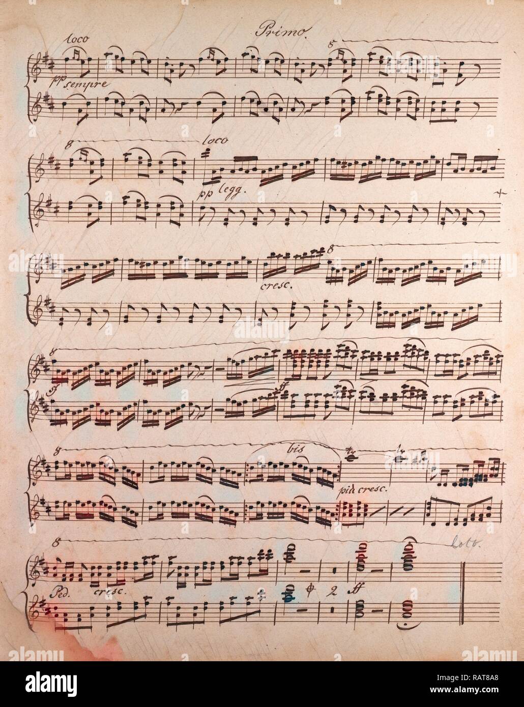 Handwritten sheet music, music notes, 19th century. Reimagined by Gibon ...