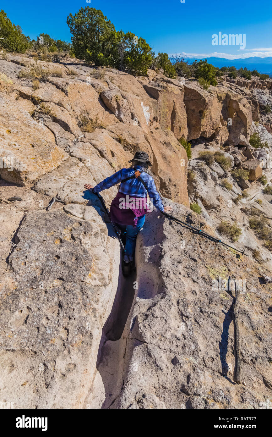 Karen Rentz hiking trail cut into soft volcanic tuff rock by footwear