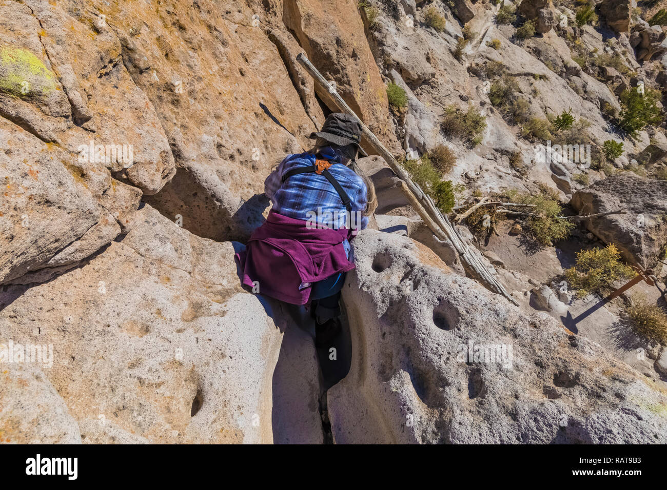 Karen Rentz hiking trail cut into soft volcanic tuff rock by footwear