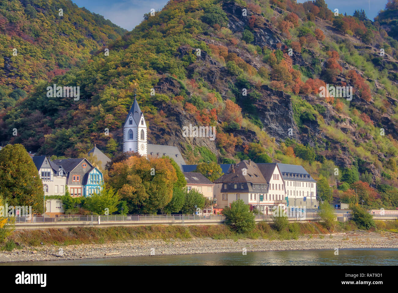 Cruising Rhine River Valley Stock Photo