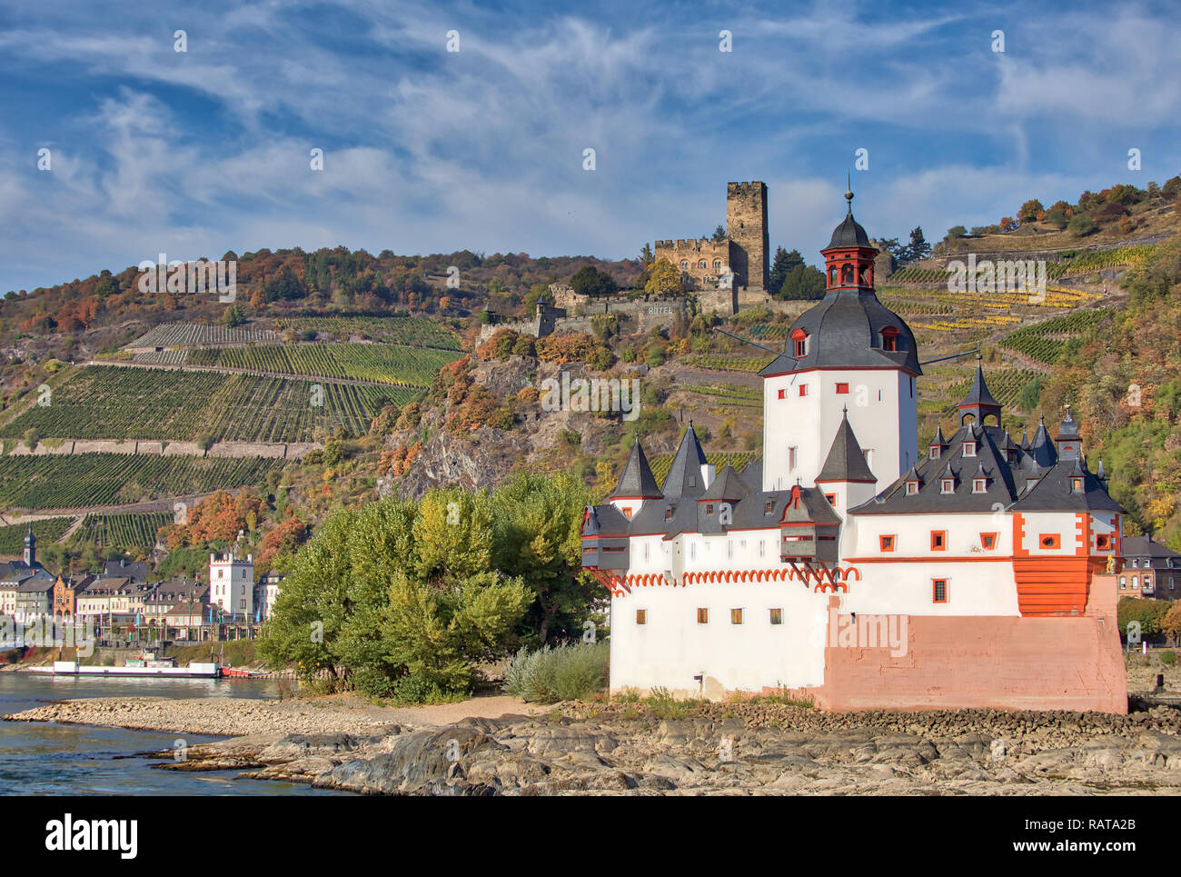 Cruising Rhine River Valley Stock Photo