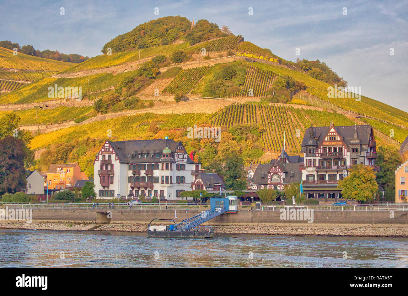 Cruising Rhine River Valley Stock Photo