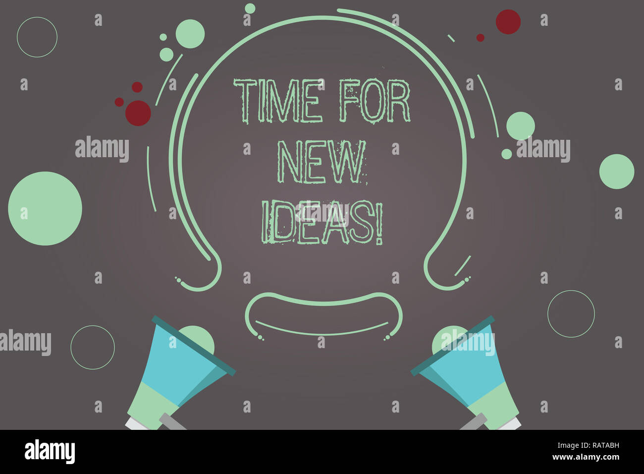 Handwriting text Time For New Ideas. Concept meaning Rethink things fresh  creative plans business develop Two Megaphone and Circular Outline with  Smal Stock Photo - Alamy