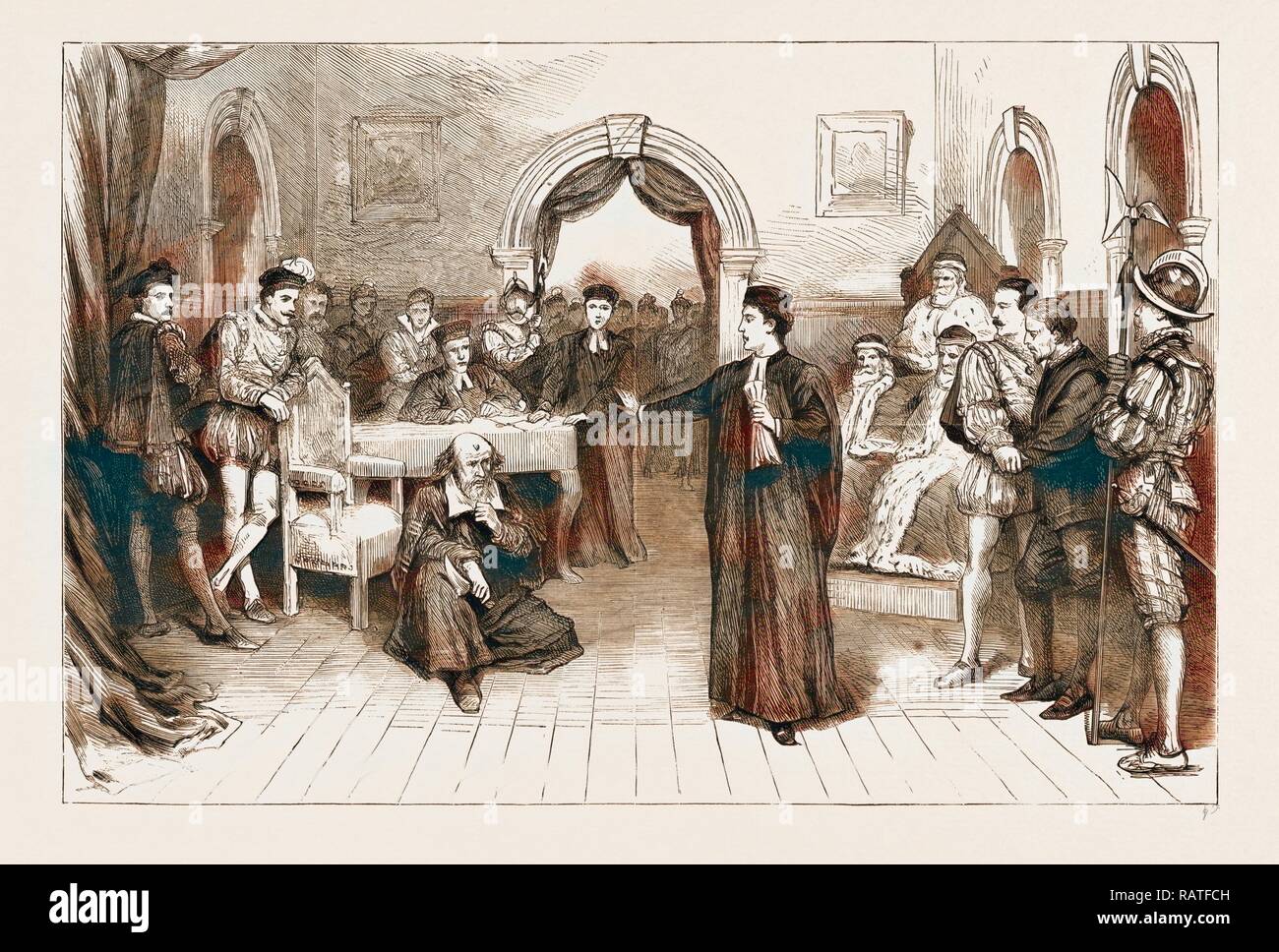 THE TRIAL SCENE FROM THE 'MERCHANT OF VENICE' AS PERFORMED AT OXFORD BY  MEMBERS OF THE PHILOTHESPIAN CLUB, UK, 1883 reimagined Stock Photo - Alamy