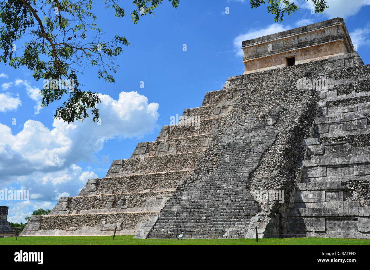 The Pyramid of Kukulkan at Chichen Itza in Mexico, one of the New Seven Wonders of the World. Stock Photo