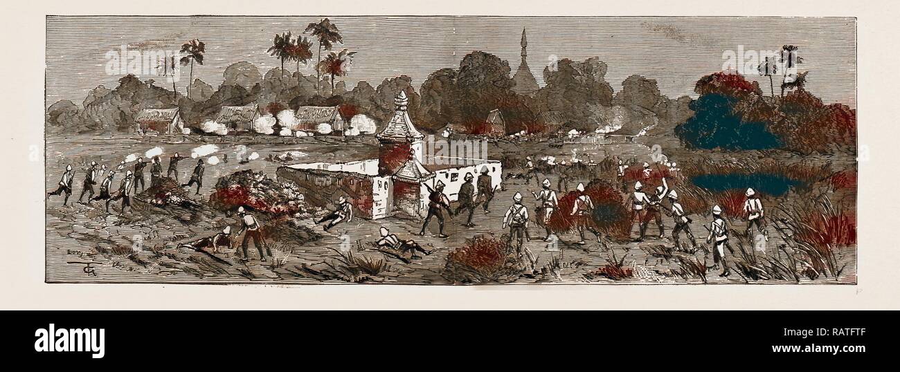 Antique Print 1886 BURMA Execution of a Dacoit by Royal Welsh Fusiliers