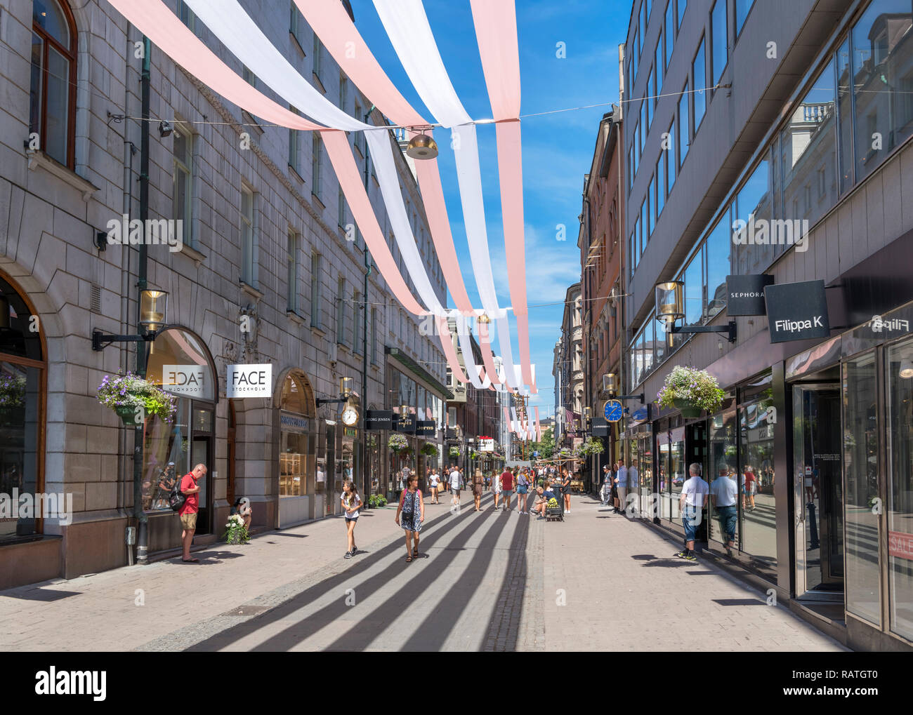 Shops and stores on Biblioteksgatan, a major shopping street in city Norrmalm, Stockholm, Sweden Stock Photo Alamy
