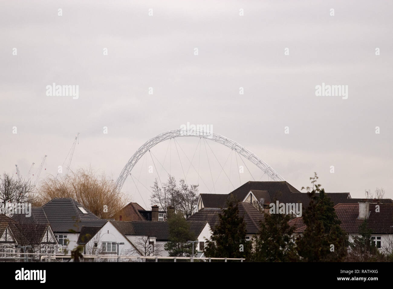The arch at Wembley Stadium, North London Stock Photo