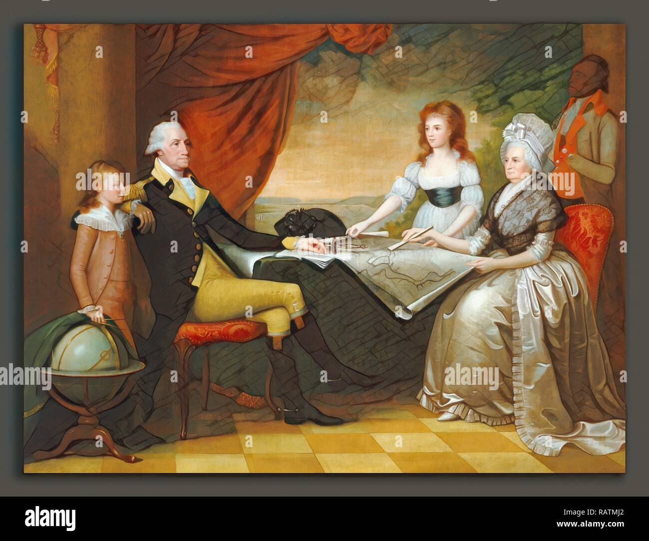 Edward Savage (American, 1761 - 1817), The Washington Family, 1789-1796, oil on canvas. Reimagined by Gibon. Classic reimagined Stock Photo