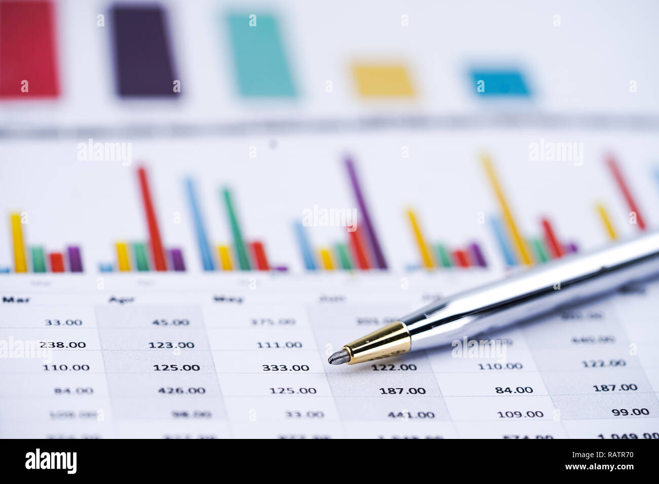 Charts Graphs spreadsheet paper. Financial development, Banking Account, Statistics, Investment Analytic research data economy, Stock exchange trading Stock Photo