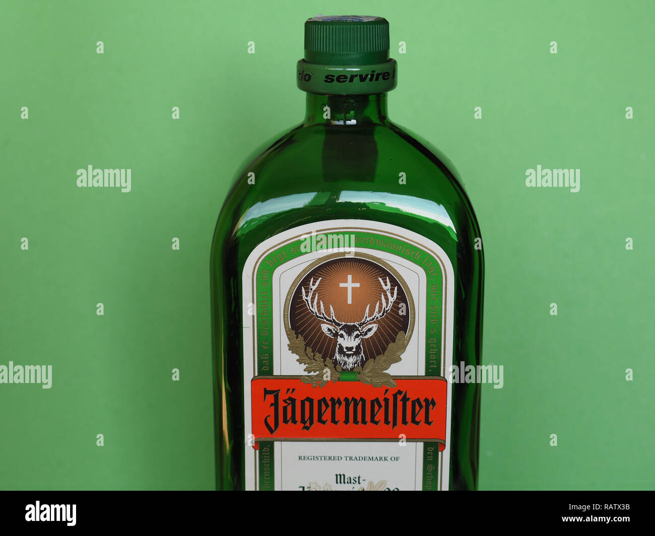 BERLIN, GERMANY CIRCA DECEMBER 2018 Jaegermeister herb liqueur