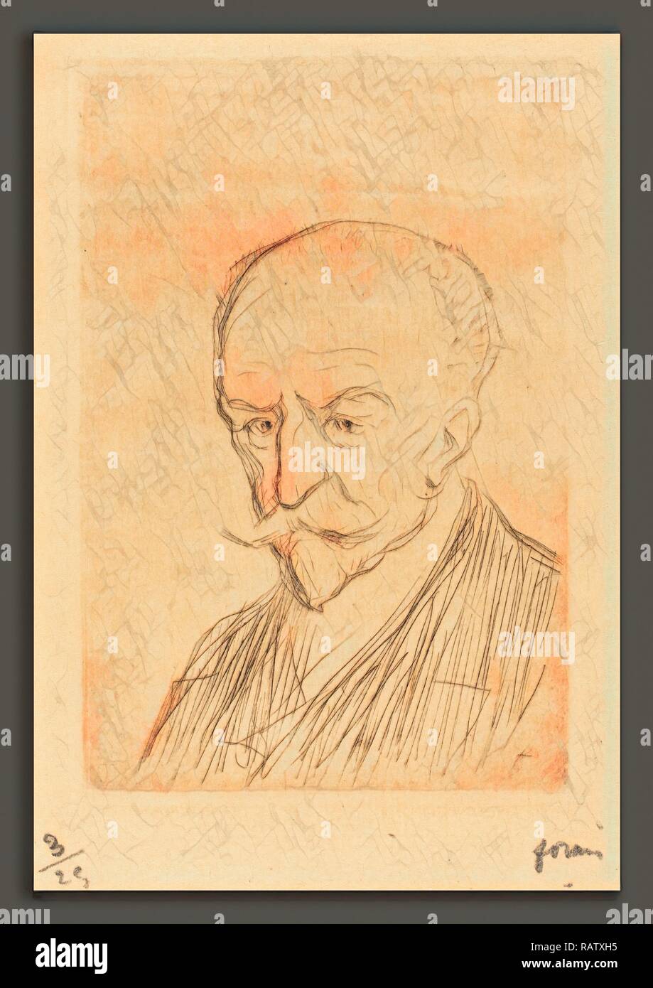 Jean-Louis Forain, J.-K. Huysmans, French, 1852 - 1931, 1909, etching. Reimagined by Gibon. Classic art with a modern reimagined Stock Photo