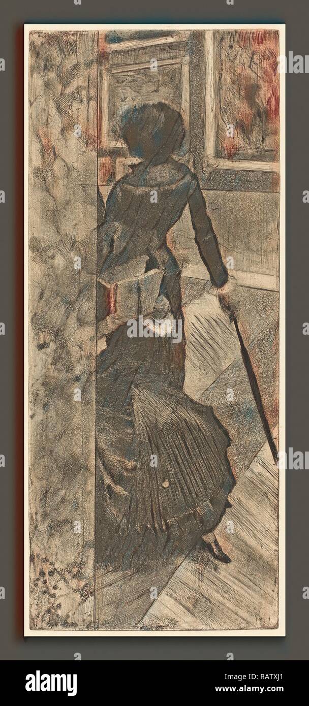 Edgar Degas (French, 1834 1917), Mary Cassatt at the Louvre The Paintings Gallery (Au Louvre