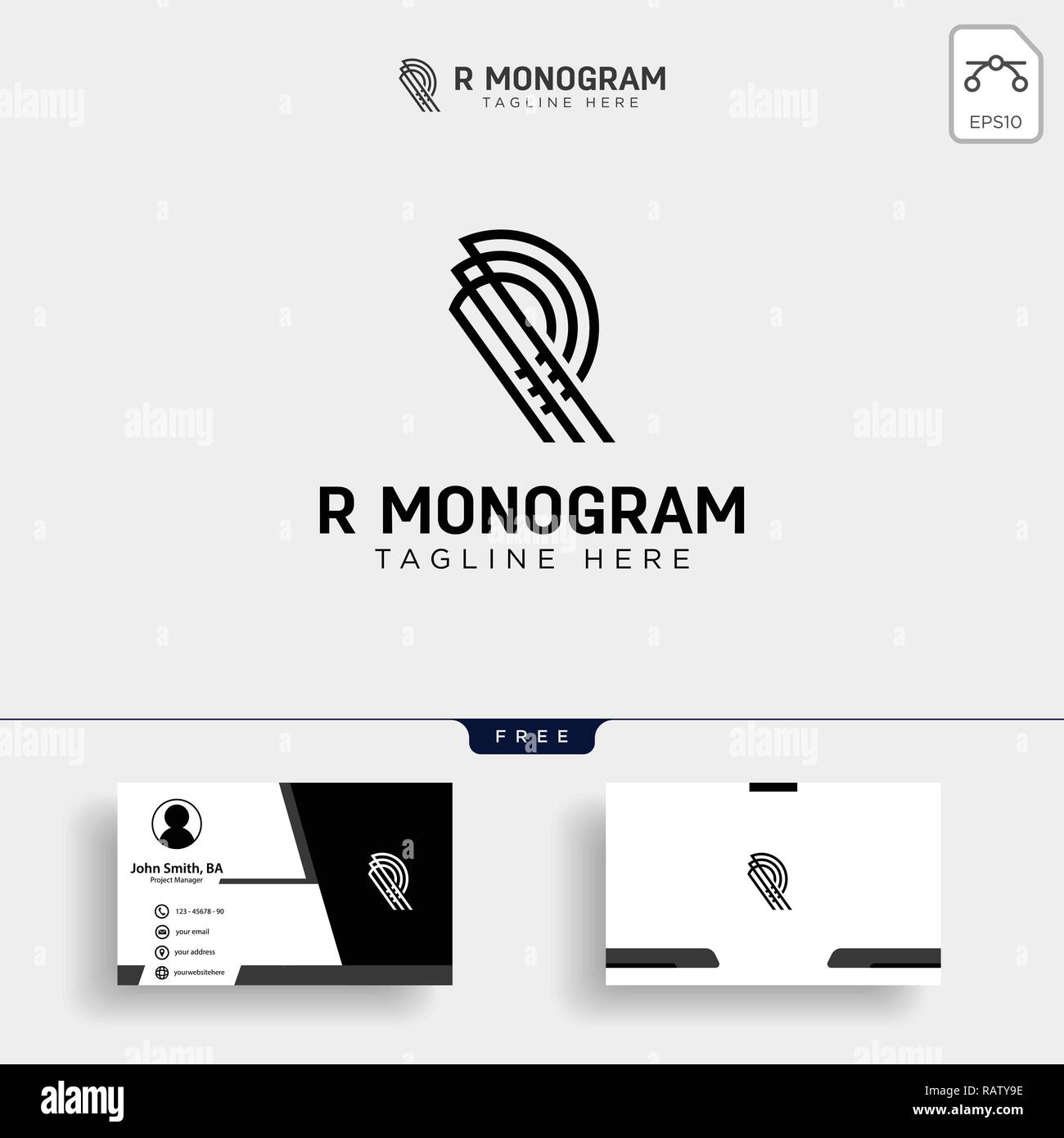 Premium letter R logo with business card template. Elegant corporate ...