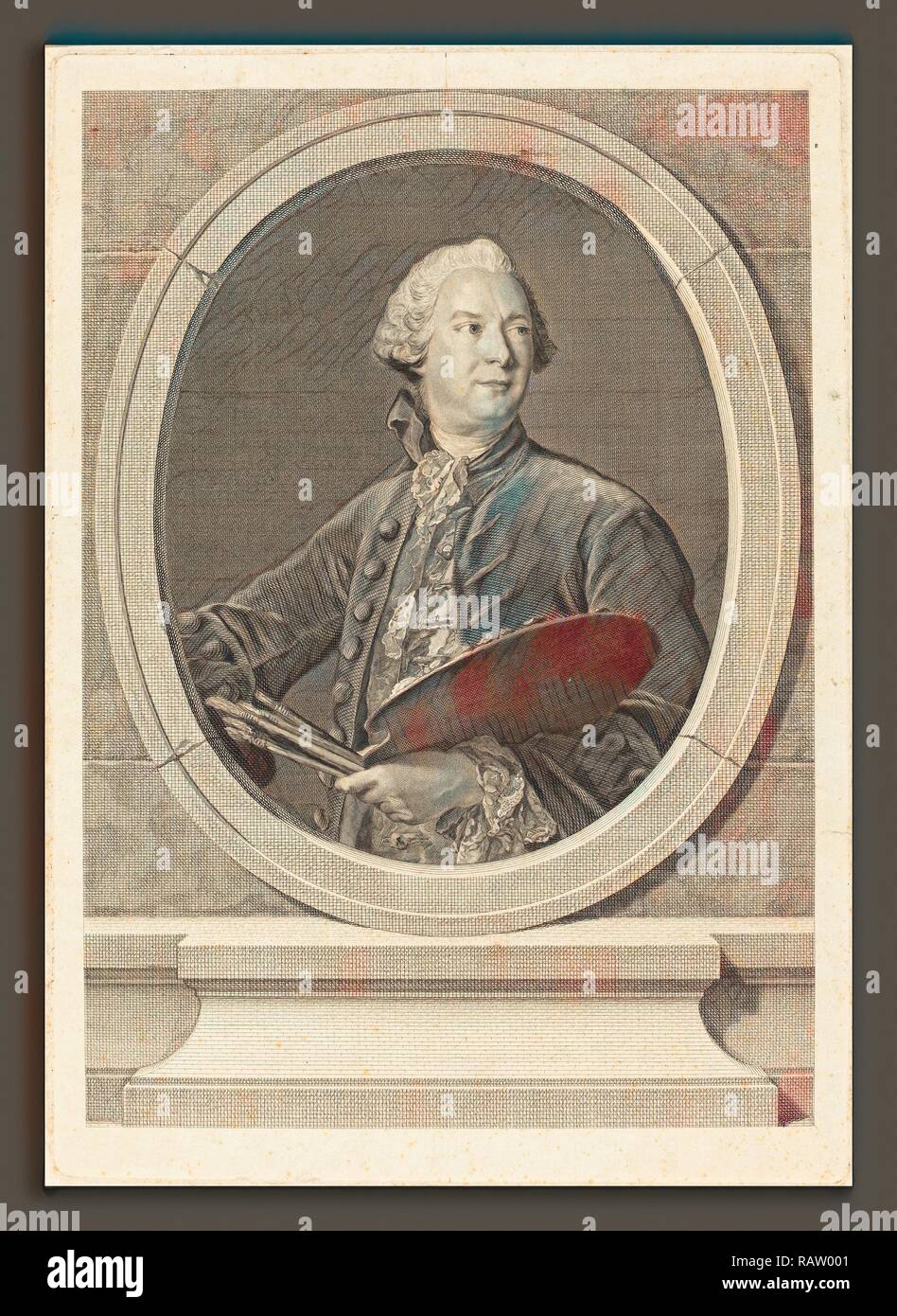 Louis-Jacques Cathelin after Jean-Marc Nattier (French, 1738-1739 - 1804), Louis Tocque, engraving on laid paper reimagined Stock Photo