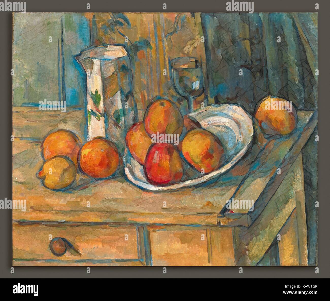 Paul cezanne still life with milk jug and fruit hires stock