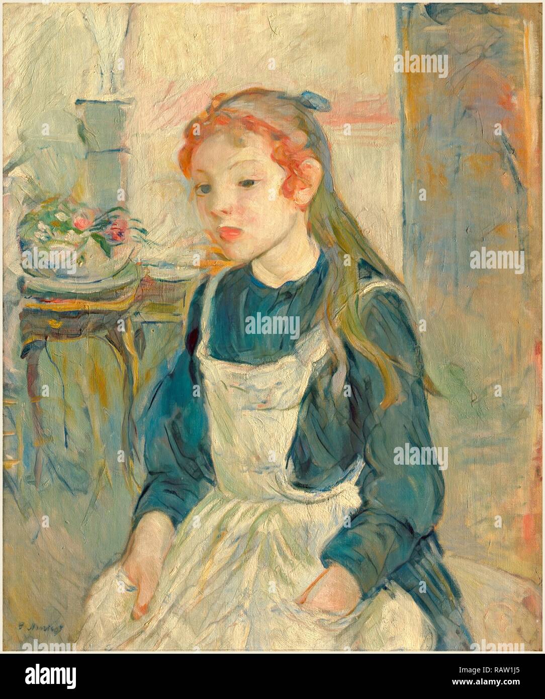 Berthe Morisot, French (1841-1895), Young Girl with an Apron, 1891, oil on canvas. Reimagined by Gibon. Classic art reimagined Stock Photo