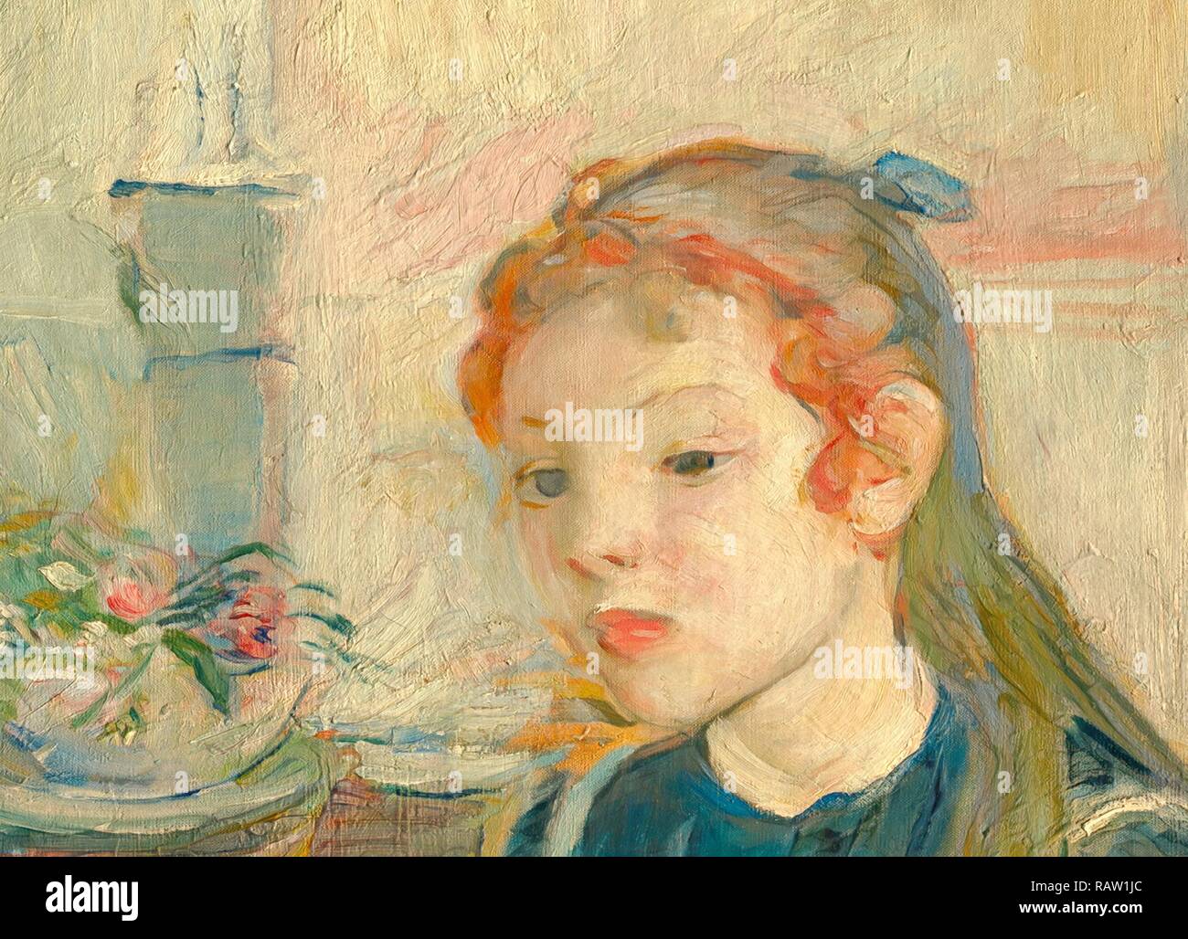 Berthe Morisot, French (1841-1895), Young Girl with an Apron, 1891, oil on canvas. Reimagined by Gibon. Classic art reimagined Stock Photo