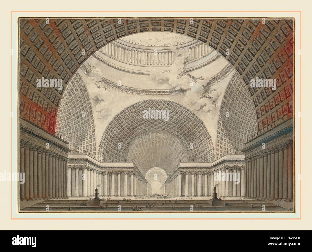 Etienne-Louis Boullée, Perspective View of the Interior of a Metropolitan Church, French, 1728-1799, 1780-1781, pen reimagined Stock Photo
