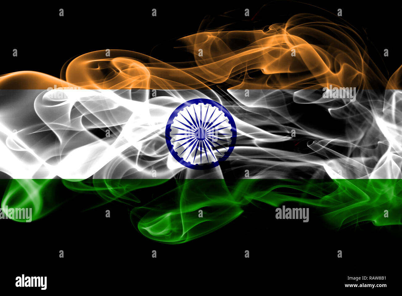 National flag of India made from colored smoke isolated on black background  Stock Photo - Alamy