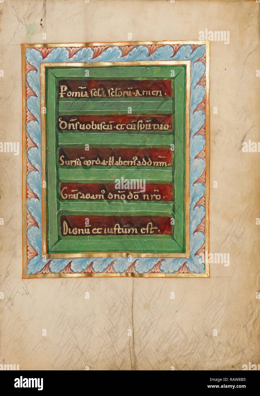Decorated Incipit Page, Unknown, about 1025 - 1050, Tempera colors and gold on parchment. Reimagined Stock Photo