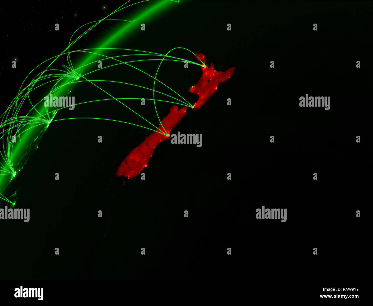 New Zealand on model of green planet Earth with international networks ...