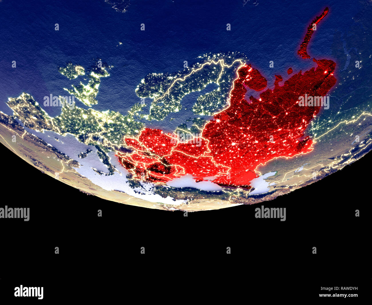 Night view of eastern europe globe hi-res stock photography and images ...