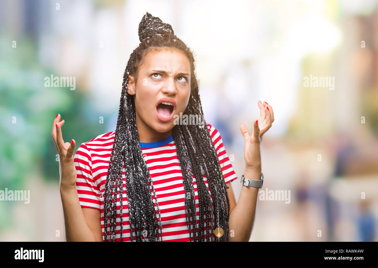 Young Braided Hair African American Girl Over Isolated Background Crazy And Mad Shouting And 2237