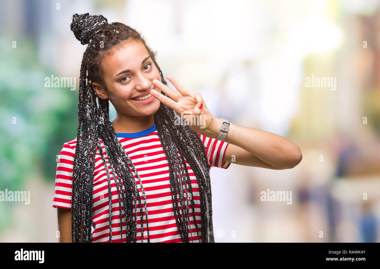 Young Braided Hair African American Girl Over Isolated Background