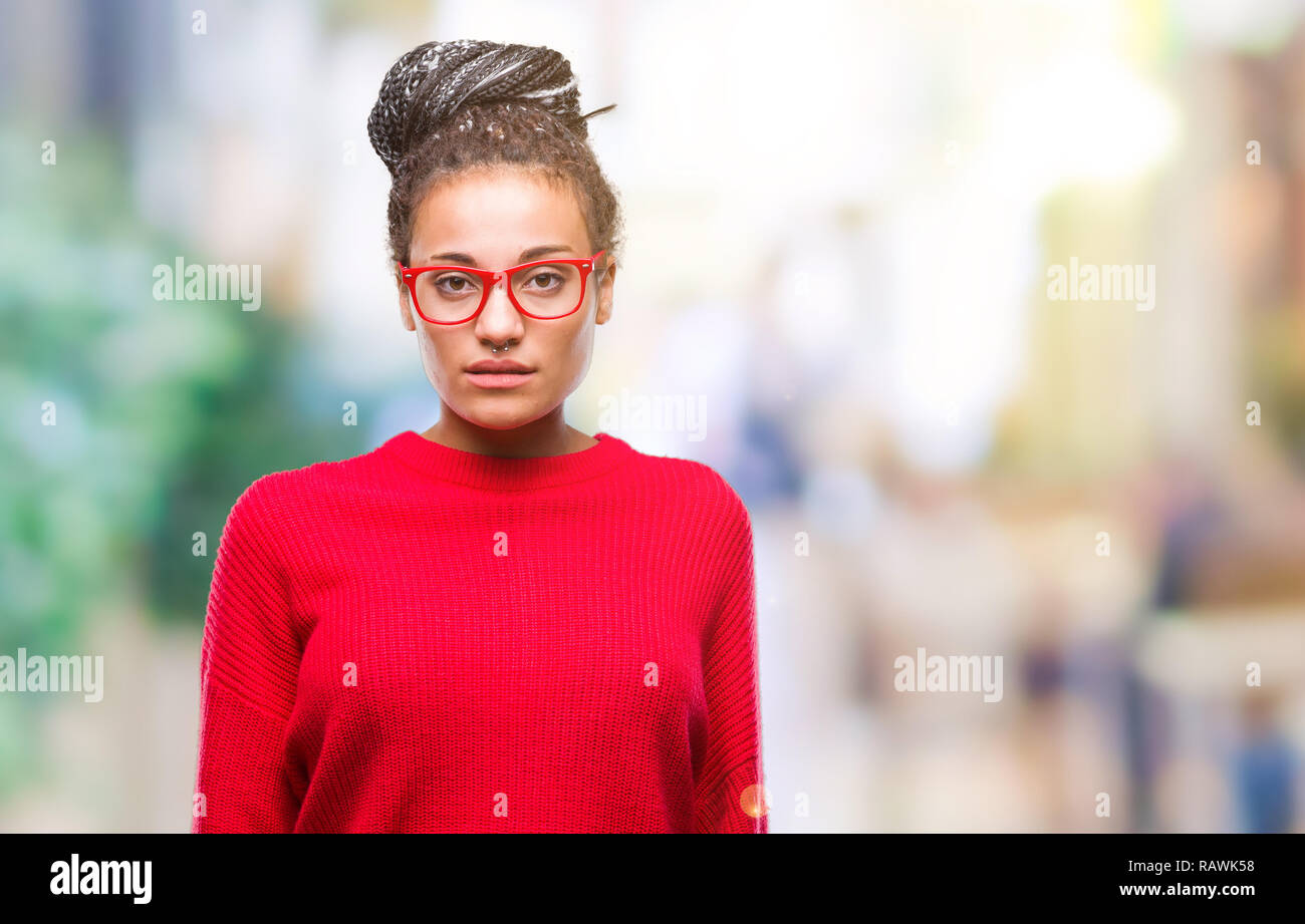 Young Braided Hair African American Girl Wearing Sweater And